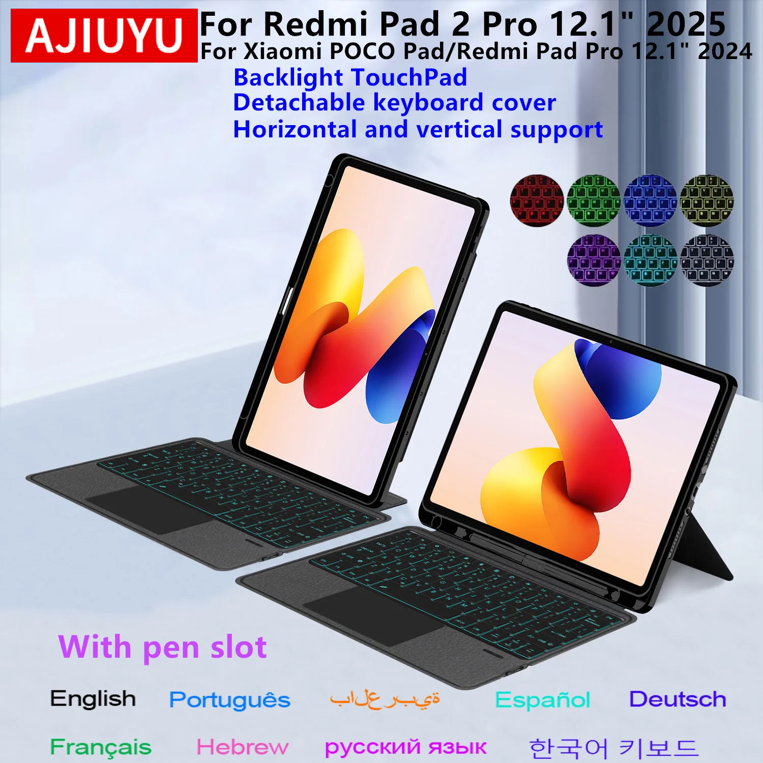 Poco Tablet Accessories - Magic Keyboard Case For Xiaomi Redmi