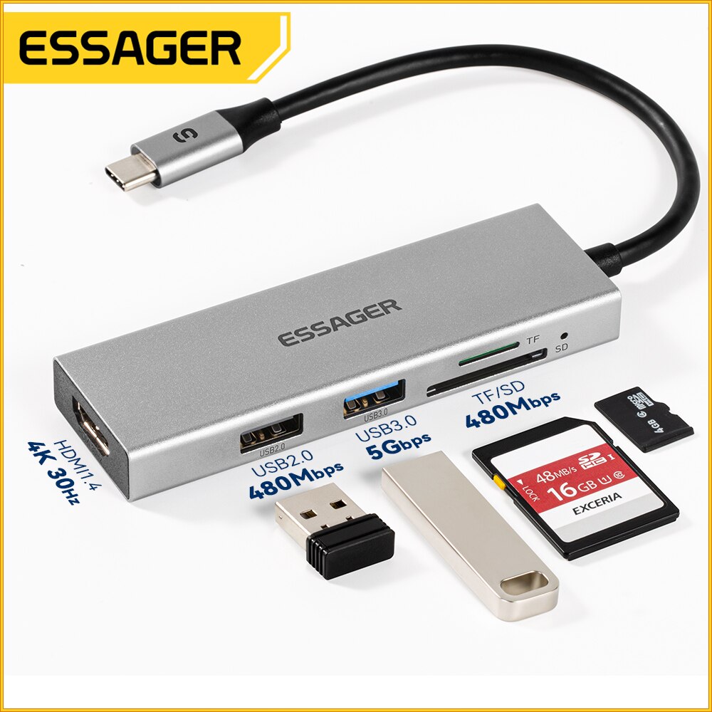 Essager 5 in 1 USB C HUB HDMI- - Usb Hub Type C recensione e prezzo