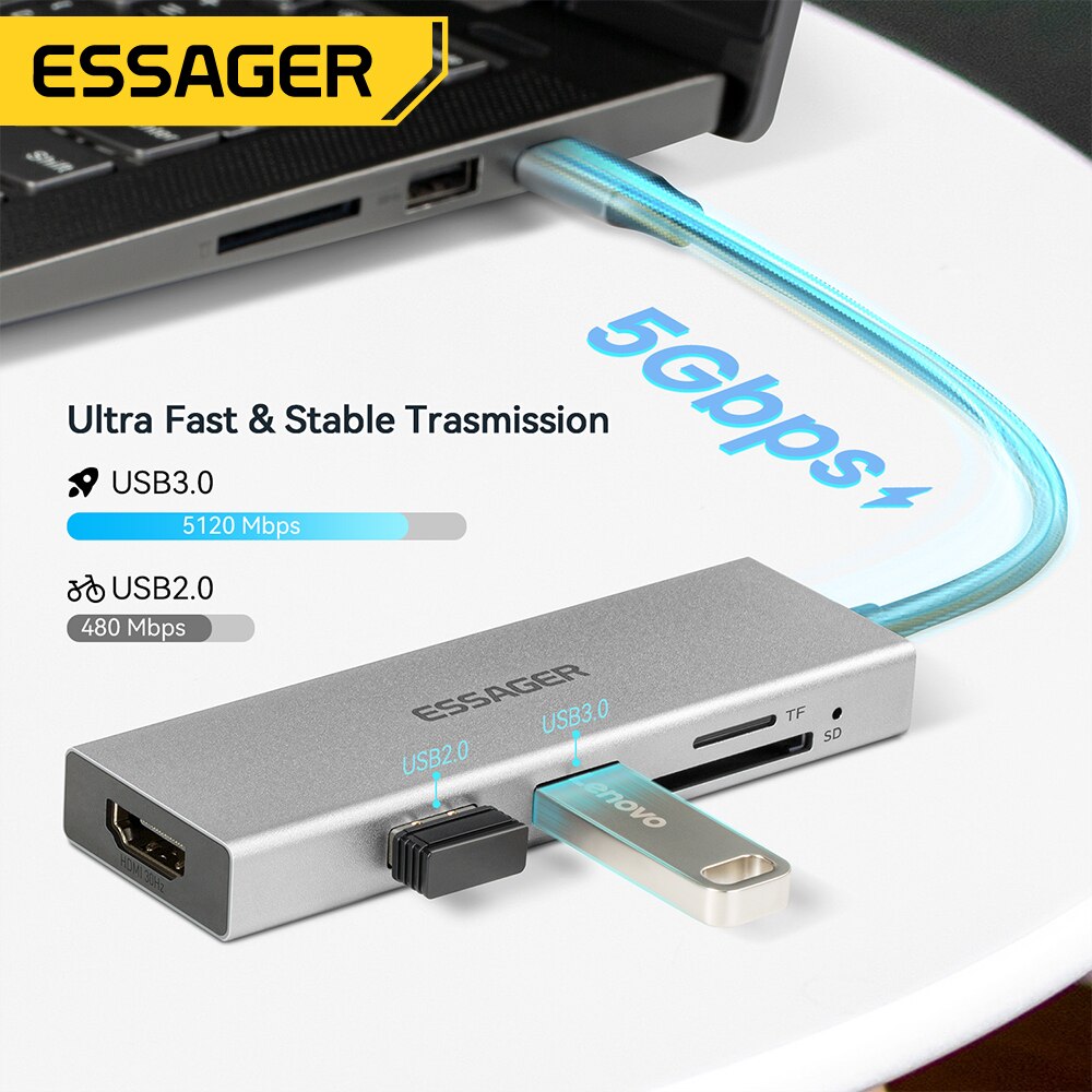 Essager 5 in 1 USB C HUB HDMI- - Usb Hub Type C recensione e prezzo